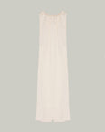 Long dress with adjustable satin neckline