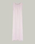 Long dress with adjustable satin neckline
