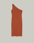 Robe mi-longue asymétrique en maille stretch