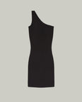 Robe mi-longue asymétrique en maille stretch