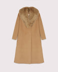 Long cashmere wool coat with fox fur collar