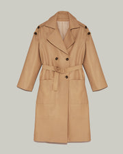 Trench oversize in cuir d'agneau